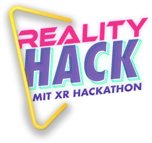 Logo of MIT Reality Hackathon with colors yellow, purplish and violet